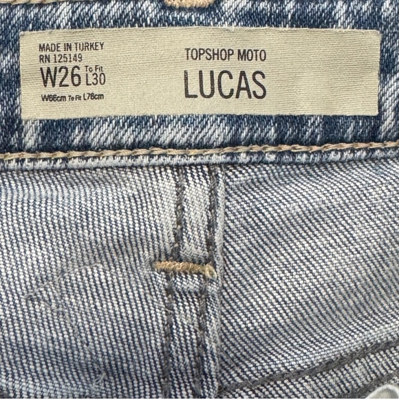 Topshop Moto Lucas Skinny Jeans Jackpot Sequin Patchwork Distressed W26 L30 - Picture 5 of 8